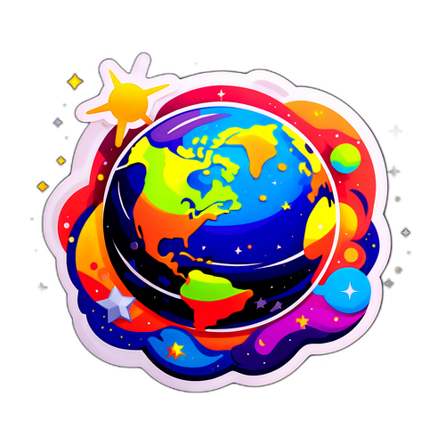 Дизайн наклейки с Землёй и космосом