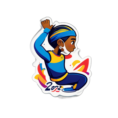 Un autocollant illustrant des athlètes lors de leur performance artistique aux Jeux Olympiques de 2026