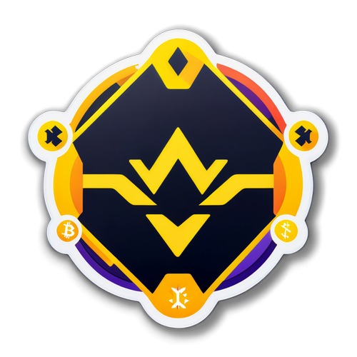 Wibrująca naklejka z logo Binance i elementami walut cyfrowych