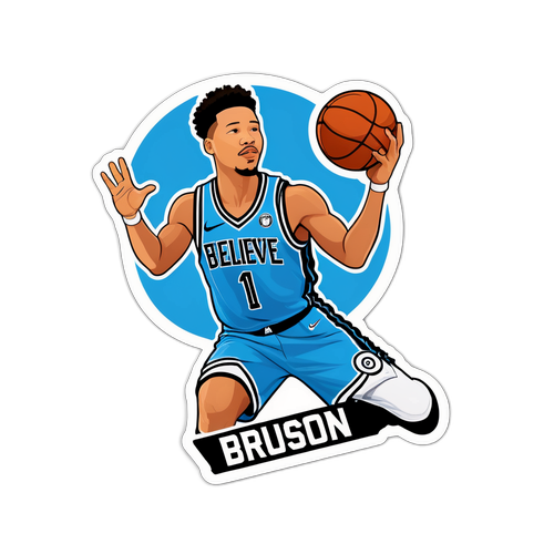 Jalen Brunson Shooting Form Sticker with Motivational Quote