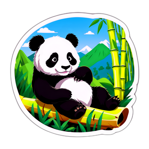 小熊貓在竹林中休息