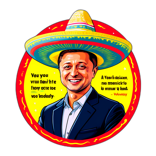 Ilustrace Volodymyra Zelenského v mexické kytce