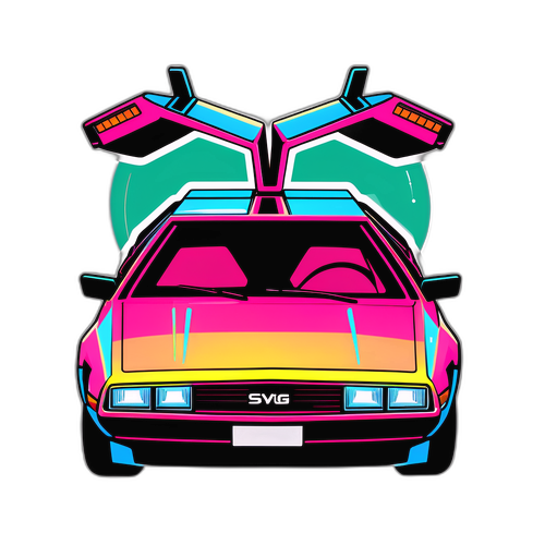 Adesivo funky della DeLorean retro con un tocco futuristico