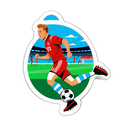 En dynamisk illustration av Andreas Schjelderup på fotbollsplanen