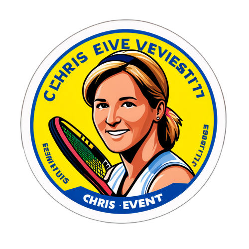 Autograful lui Chris Evert pe un fundal de teren de tenis