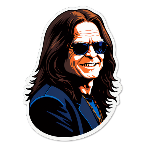 Ozzy Osbourne: Legenda Rocka w Kolorowej Naklejce! Odkryj Jego Ikoniczny Styl z Okularami i Nietoperzami!