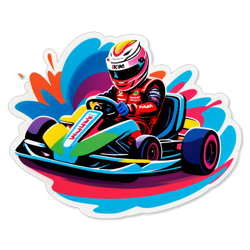 En dynamisk design av Kimi Antonelli som rör sig i en vibrerande go-kart