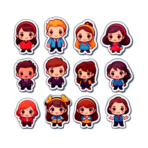 귀여운 캐릭터 스티커 세트