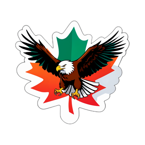 Maple Leaf and Eagle Action Sticker