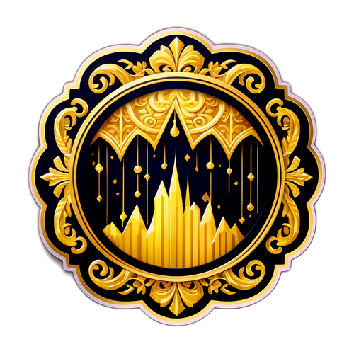 Stiker Bertemakan Emas dengan Grafik Harga Fluktuatif