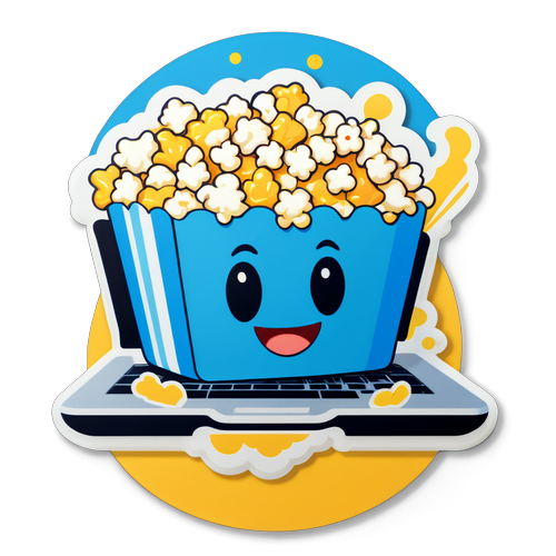 Joyful Laptop Popcorn Sticker