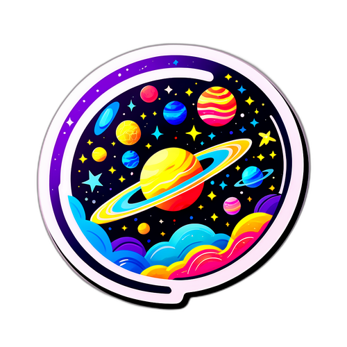 Sticker inspiré par la planète et les galaxies