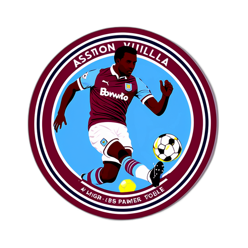 Stiker Aston Villa dengan Siluet Pemain Klasik