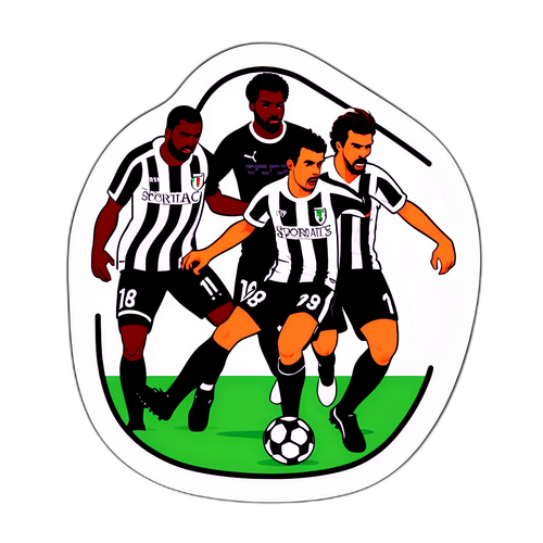 Спортивная наклейка: Борьба за мяч в футболе