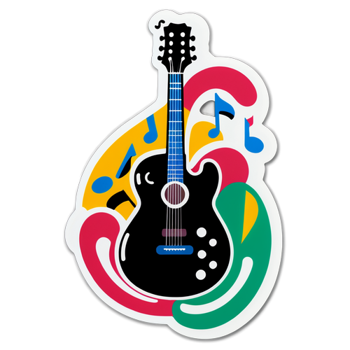 Adesivo chitarra e note musicali