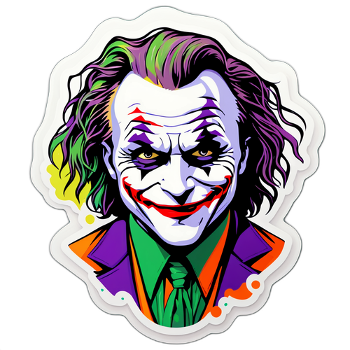 Design samolepky s Heath Ledgerem jako Jokerem v psychedelickém stylu