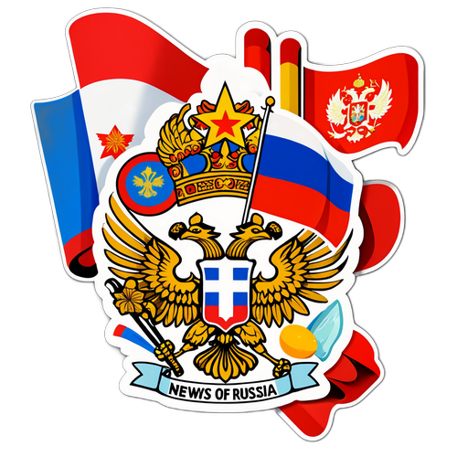Яркая наклейка с российскими символами