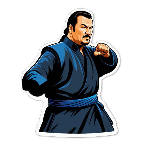 Šokující Akční Samolepka: Steven Seagal v Nezapomenutelném Bojovém Stylu!