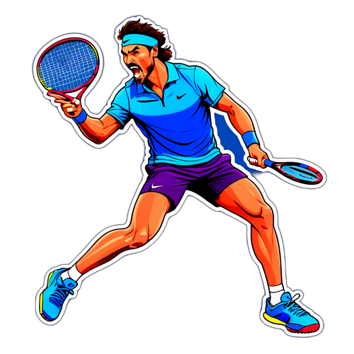 Fargerik Karikatur av Fabio Fognini i Aksjon