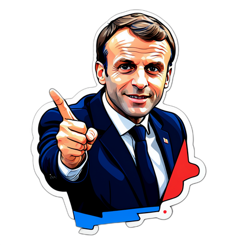 Autocollant Coloré et Caricatural d'Emmanuel Macron