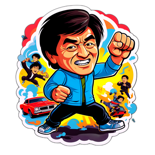 Rolig och knasig tecknad bild av Jackie Chan