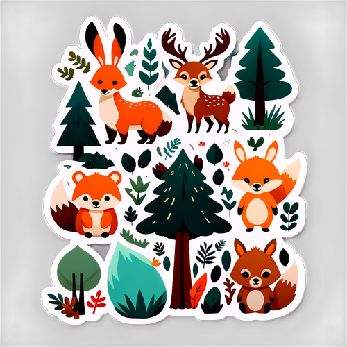 森林動物插圖貼紙組