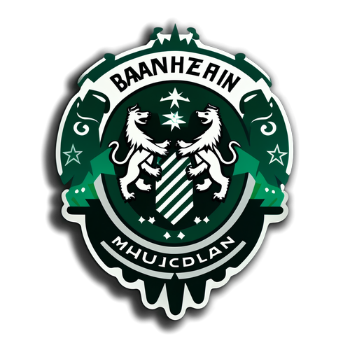 Bayern Münchenin logoa kuvaava abstrakti design, joka on yhdistetty Mönchengladbachin ottelukohtaisiin kohtauksiin