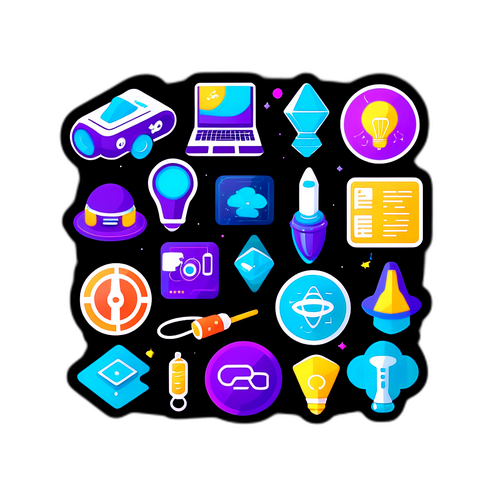 CES 2026에서 선보인 발명품을 주제로 한 미래 지향적인 스티커