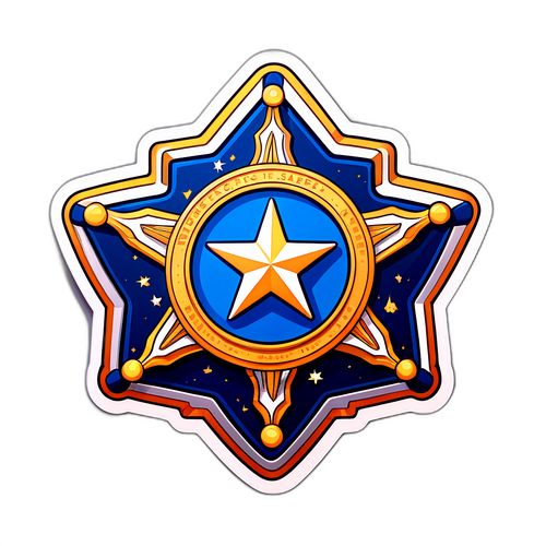 Texas Badge with Sheriff Star and Blue Alert Symbol