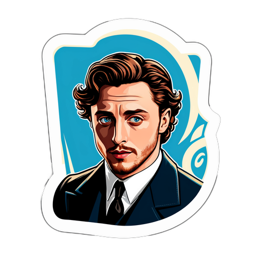 Sticker in Stile Poster di Film Vintage con un Agente Segreto Affascinante