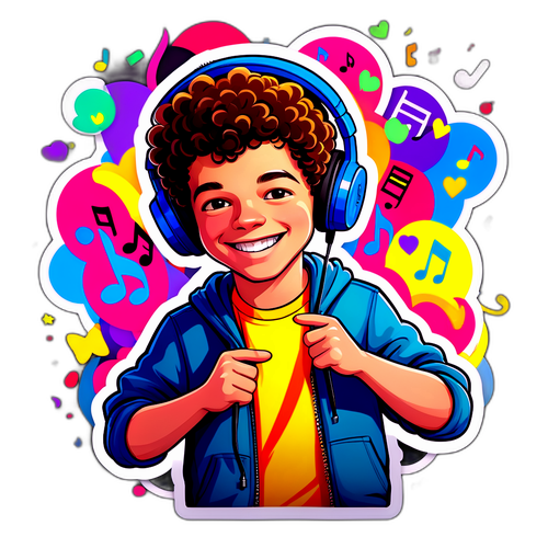 Cartoon Character with Headphones