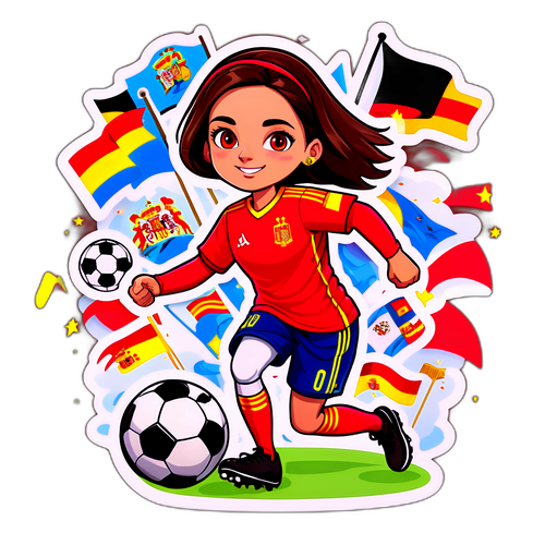 Vibrant klistermärke av Alexia Putellas som dribblar en fotboll