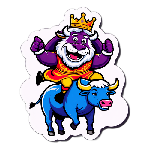 Makahulugang Ilustrasyon ng Maskot ng Kings na Nakasakay sa Baka