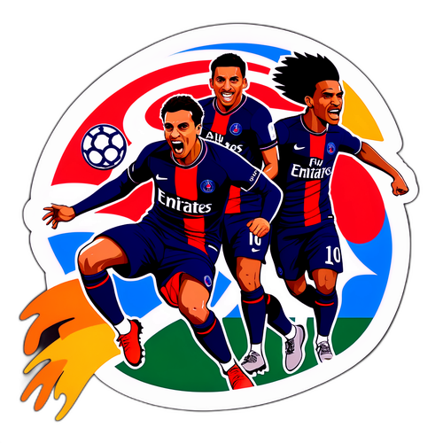 Sticker Semangat Pemain PSG dalam Momen Aksi