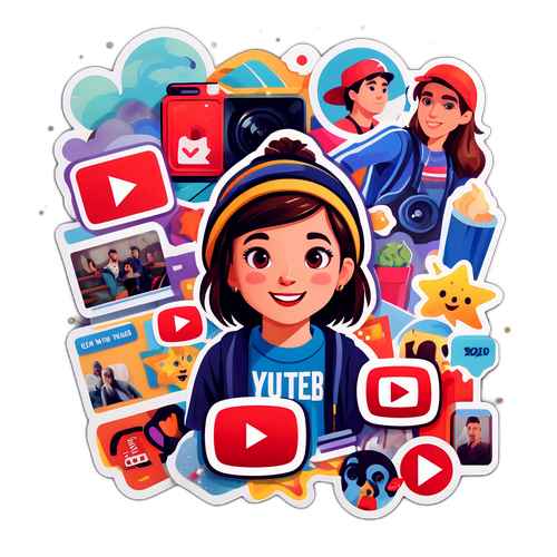 Креативна колаж YouTube елементів і фотографій року