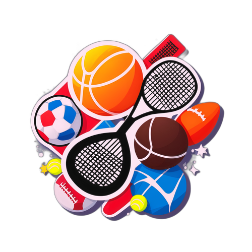 Стикер с логотипом Flashscore, окружённым спортивными символами