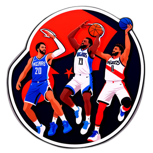 スタイリッシュなスポーツデザイン：ウィザーズとマーベリックスの試合シーン