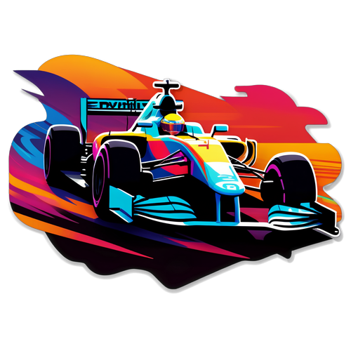 Farverig klistermærke af en hurtig F1-bil