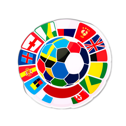 WM-Qualifikation Sticker mit Fußball und Nationalflaggen