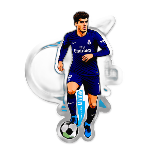 Adesivo Sportivo di Álvaro Morata con Pallone da Calcio