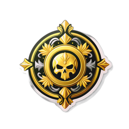 Nhãn dán huy hiệu vàng với biểu tượng đầu lâu