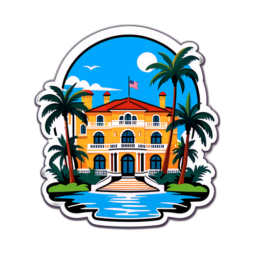 Sticker cu ilustrarea reședinței Mar-a-Lago