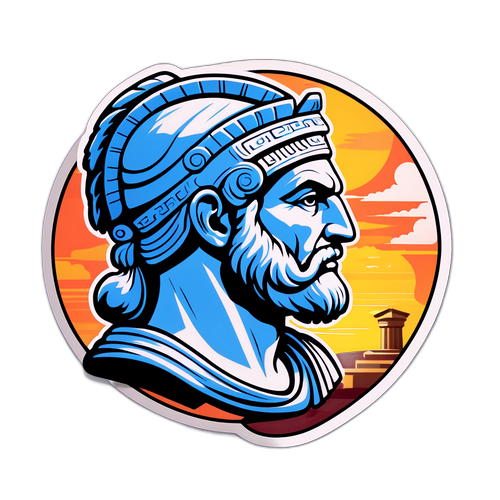 Εικονογράφηση του Κοστάλα με φόντο γραφικά που σχετίζονται με την αρχαία ελληνική ιστορία