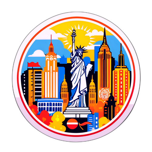 Diseño de un sticker que destaca la diversidad cultural de Guadalajara y Nueva York