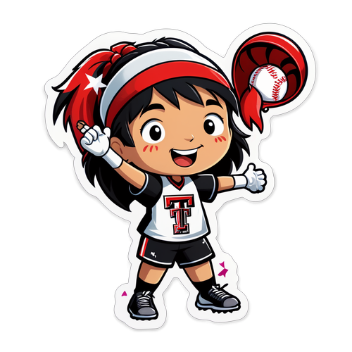 Cheerful Cartoon Softball Fan