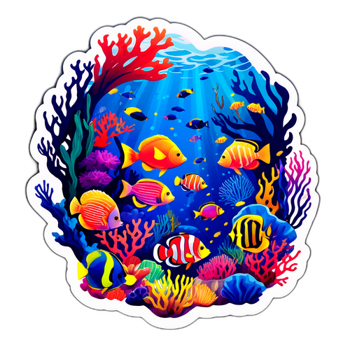 Vibrant Underwater Scene Sticker