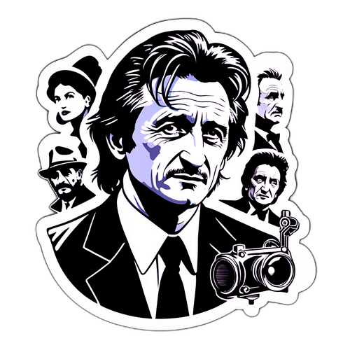Un design noir et blanc de Sean Penn comme acteur légendaire
