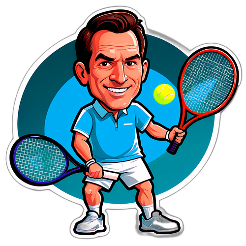 Caricatura de Ben Shelton jugando al tenis