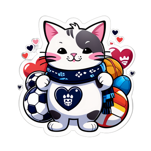 En søt tegneserie katt med Tottenham skjerf