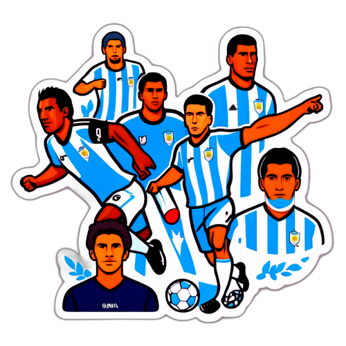 Bộ nhãn dán thể thao với hình ảnh cầu thủ bóng đá Argentina
